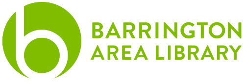 Bright green full logo for Barrington Area Library, including lowercase b within a green circle and library name